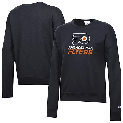 Women's Champion Black Philadelphia Flyers Wordmark Lockup Powerblend Sweatshirt