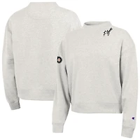 Women's Champion  Oatmeal Philadelphia Flyers Collar Script Triumph Fleece Crewneck Sweatshirt
