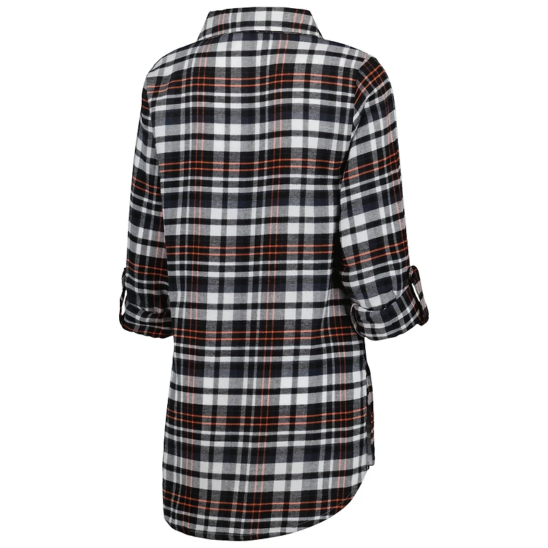 Women's Concepts Sport Black Philadelphia Flyers Mainstay Flannel Full-Button Long Sleeve Nightshirt
