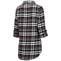 Women's Concepts Sport Black Philadelphia Flyers Mainstay Flannel Full-Button Long Sleeve Nightshirt