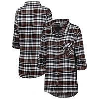 Women's Concepts Sport Black Philadelphia Flyers Mainstay Flannel Full-Button Long Sleeve Nightshirt