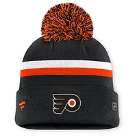 Women's Fanatics Black Philadelphia Flyers Authentic Pro Rink Cuffed Knit Hat with Pom