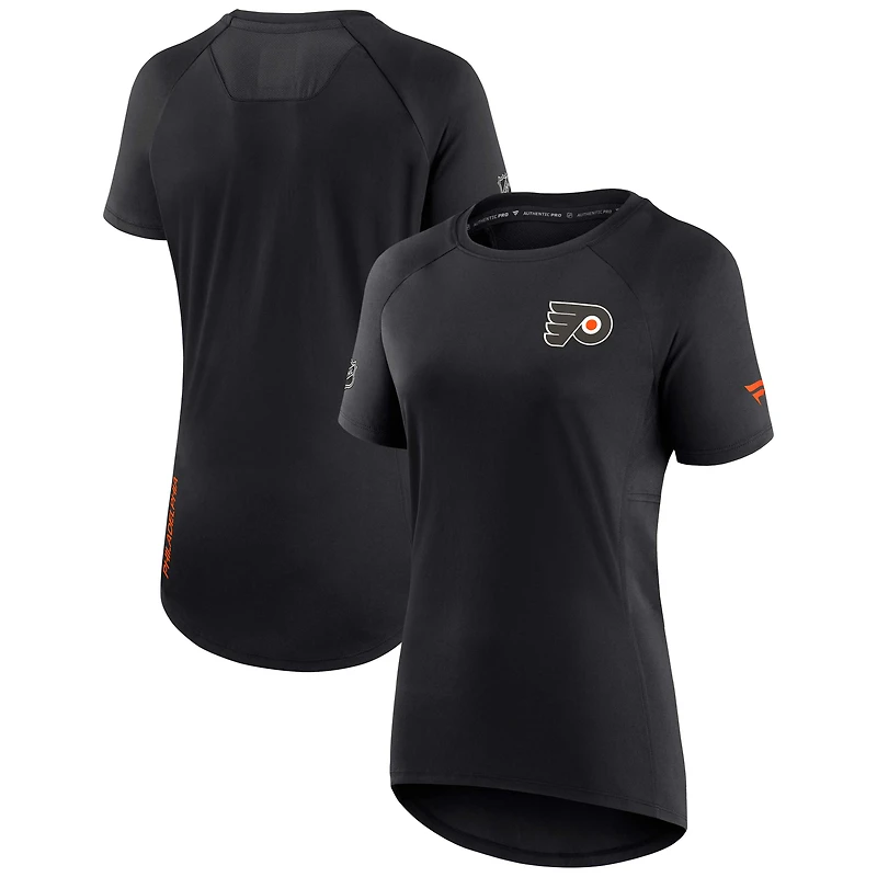 Women's Fanatics Black Philadelphia Flyers Authentic Pro Rink Raglan Tech T-Shirt