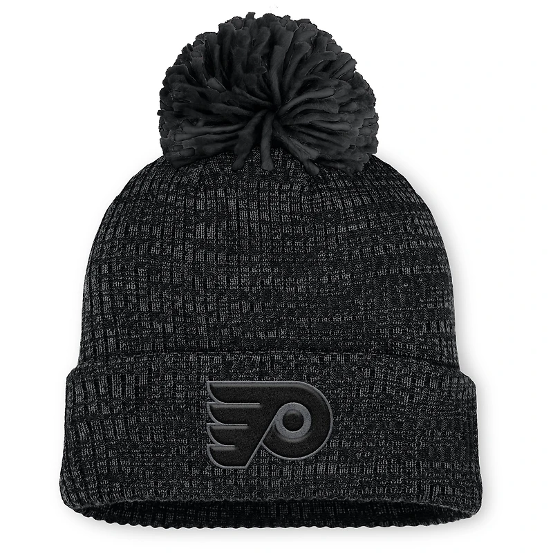 Women's Fanatics Black Philadelphia Flyers Authentic Pro Road Cuffed Knit Hat with Pom
