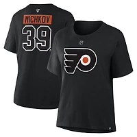 Women's Fanatics Matvei Michkov Black Philadelphia Flyers Authentic Stack Name & Number T-Shirt