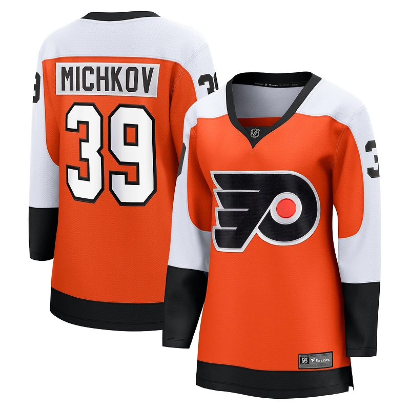 Maillot domicile orange des Flyers de Philadelphie pour femmes, modèle Matvei Michkov Fanatics.