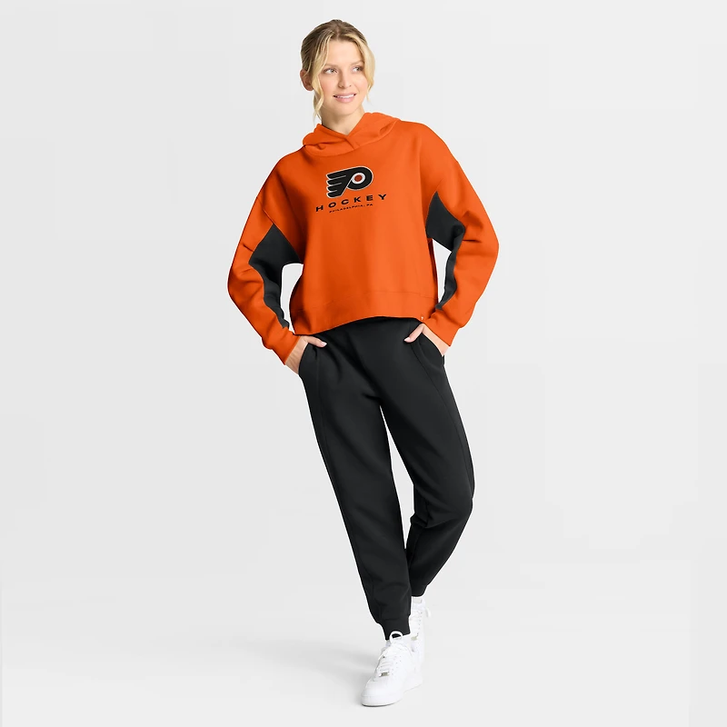 Sweat à capuche boxy orange carreaux arrière des Flyers de Philadelphie Fanatics pour femmes