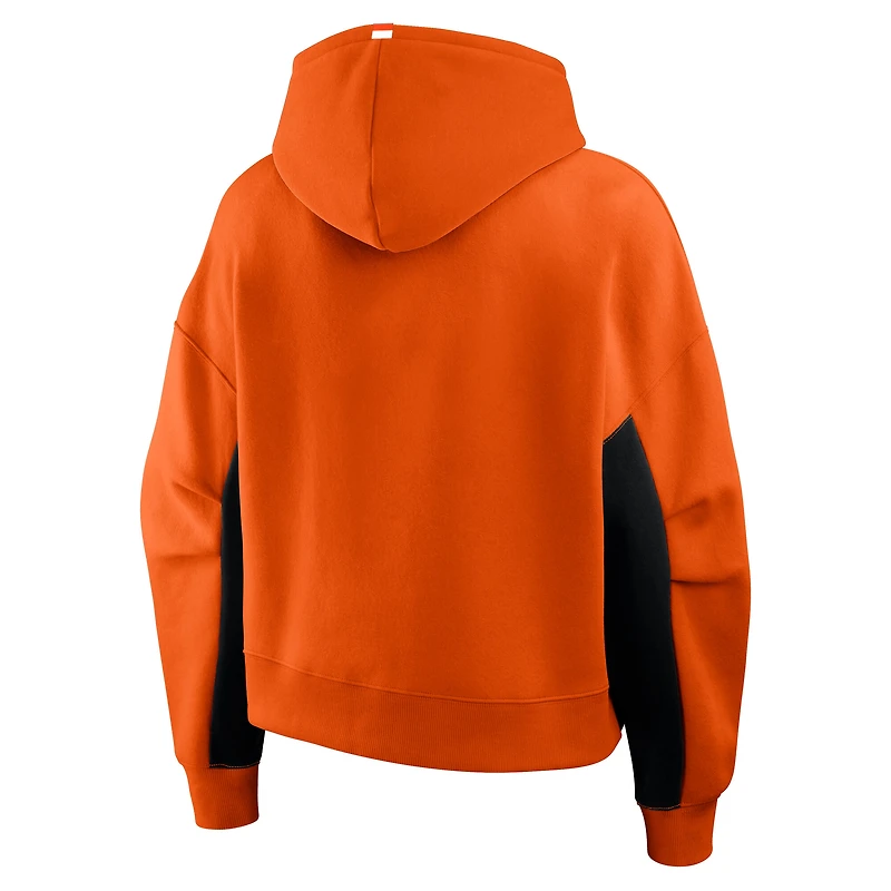 Sweat à capuche boxy orange carreaux arrière des Flyers de Philadelphie Fanatics pour femmes