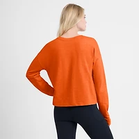 T-shirt Henley surdimensionné à manches longues et col rond pour femme, orange, des Flyers de Philadelphie