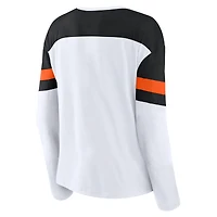 Women's Fanatics White/Black Philadelphia Flyers Frozen Long Sleeve Notch Neck T-Shirt