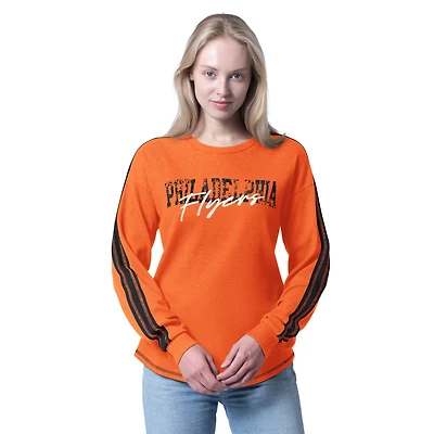 T-shirt thermique à manches longues G-III 4Her pour femmes par Carl Banks, orange, Philadelphia Flyers Advantage, en mélange de trois fibres