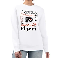 Women's G-III 4Her by Carl Banks White Philadelphia Flyers Collage Graphic Fleece Long Sleeve Pullover Sweatshirt