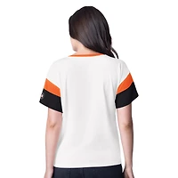 T-shirt surdimensionné à col en V et strass pour femme G-III 4Her de Carl Banks, motif patinoire des Flyers Philadelphie, blanc