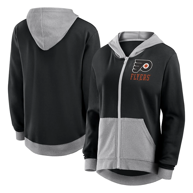 Women's Logo Athletic Black Philadelphia Flyers Hit It French Terry Full-Zip Hoodie