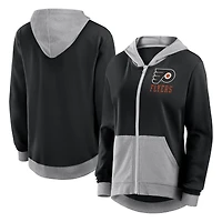 Women's Logo Athletic Black Philadelphia Flyers Hit It French Terry Full-Zip Hoodie