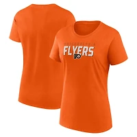 T-shirt à col rond orange athlétique avec logo pour femme des Flyers de Philadelphie