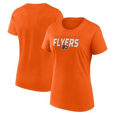 T-shirt à col rond orange athlétique avec logo pour femme des Flyers de Philadelphie