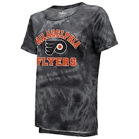 Majestic Threads - T-shirt noir à motif tie-dye pour femme des Flyers de Philadelphie