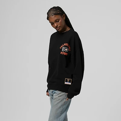 Women's Mitchell & Ness Black Philadelphia Flyers Vintage Crewneck Sweatshirt