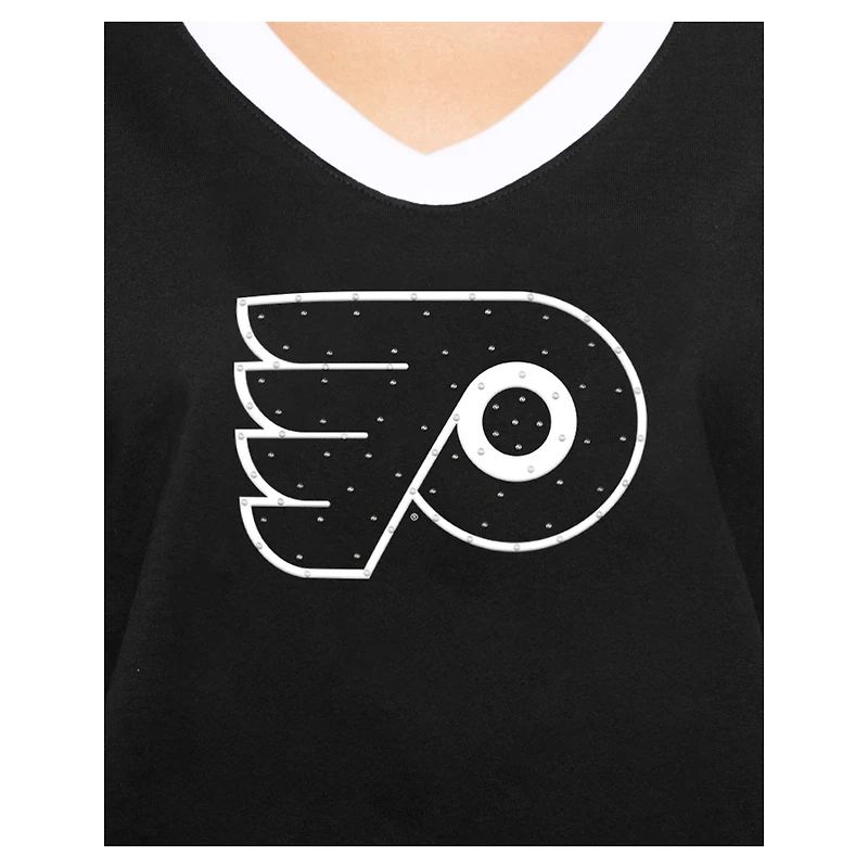 T-shirt noir à strass pour femme New Era Game Day des Flyers de Philadelphie