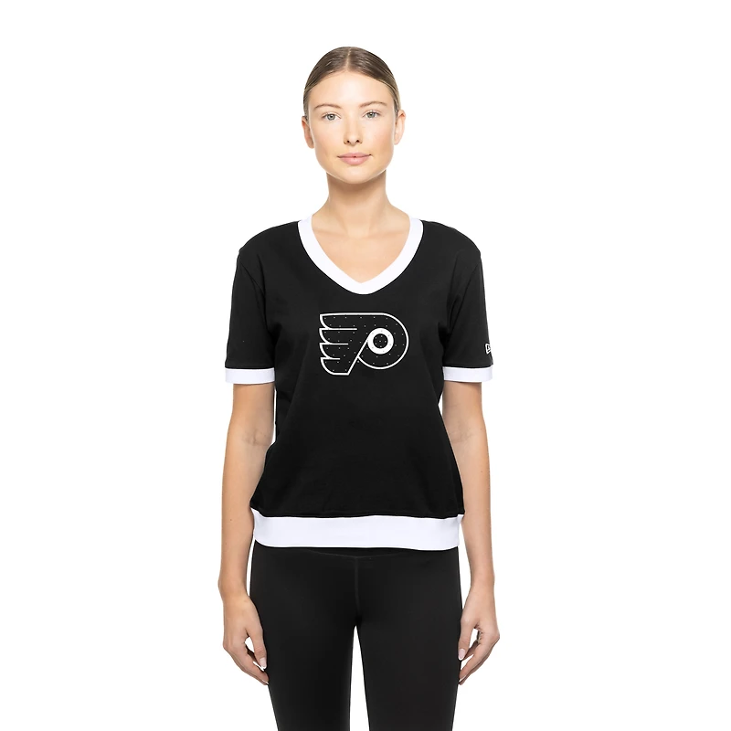 T-shirt noir à strass pour femme New Era Game Day des Flyers de Philadelphie