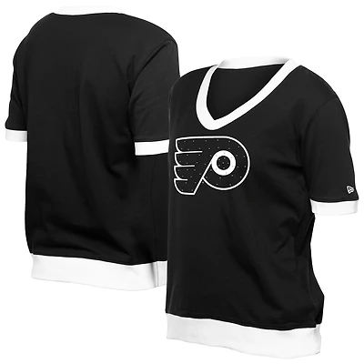 T-shirt noir à strass pour femme New Era Game Day des Flyers de Philadelphie