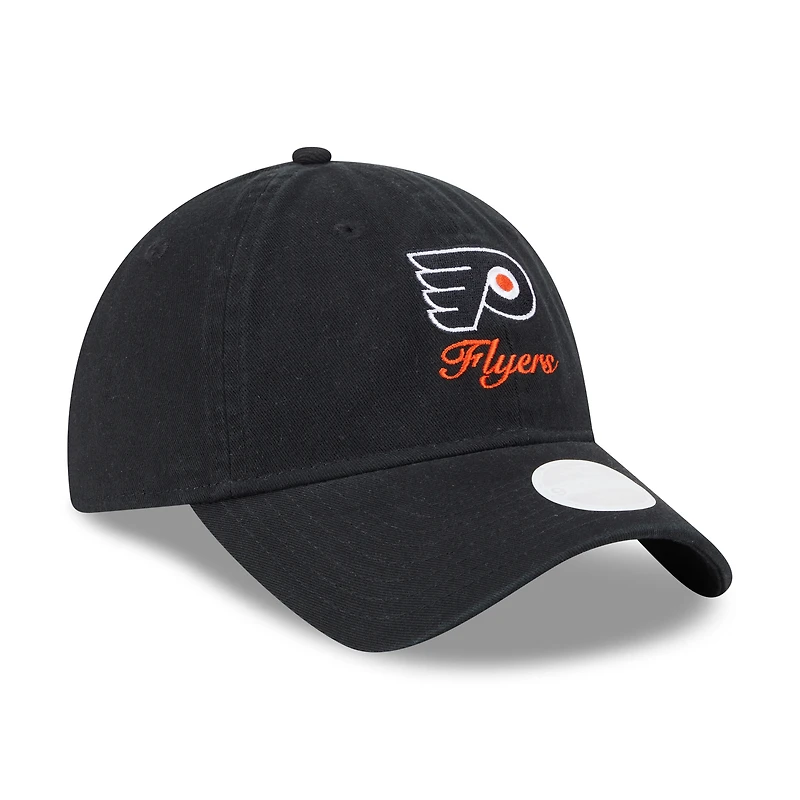 Casquette ajustable New Era noire pour femme, style preppy, équipe Philadelphia Flyers 9TWENTY