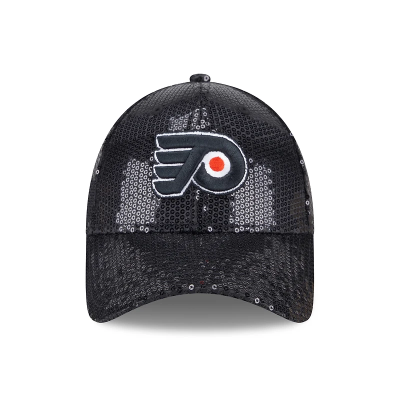 Women's New Era Black Philadelphia Flyers Sequin 9FORTY Adjustable Hat