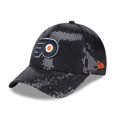 Women's New Era  Black Philadelphia Flyers Sequin 9FORTY Adjustable Hat
