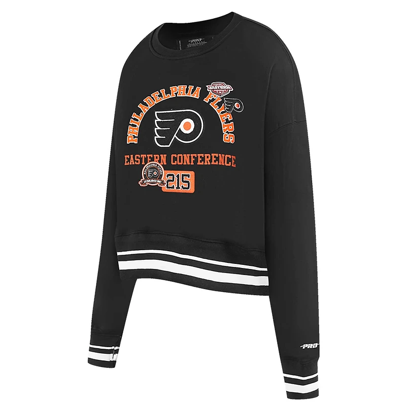 Sweat-shirt court noir Pro Standard pour femme avec code régional des Flyers de Philadelphie