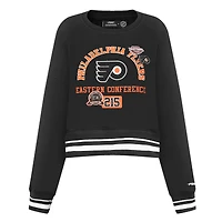 Sweat-shirt court noir Pro Standard pour femme avec code régional des Flyers de Philadelphie