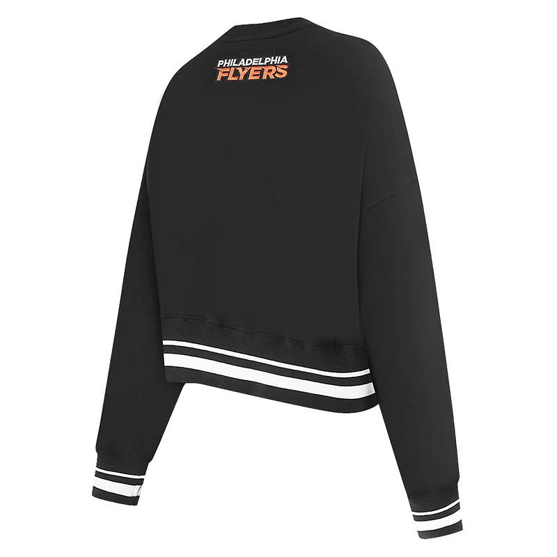 Sweat-shirt court noir Pro Standard pour femme avec code régional des Flyers de Philadelphie