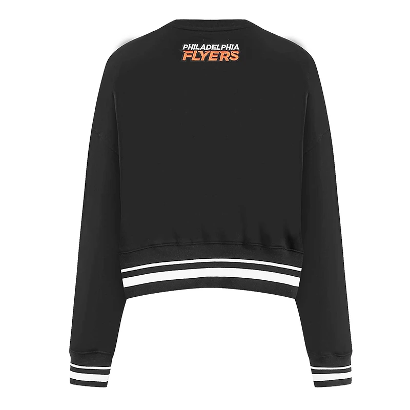 Sweat-shirt court noir Pro Standard pour femme avec code régional des Flyers de Philadelphie