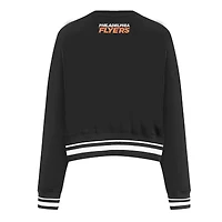 Sweat-shirt court noir Pro Standard pour femme avec code régional des Flyers de Philadelphie