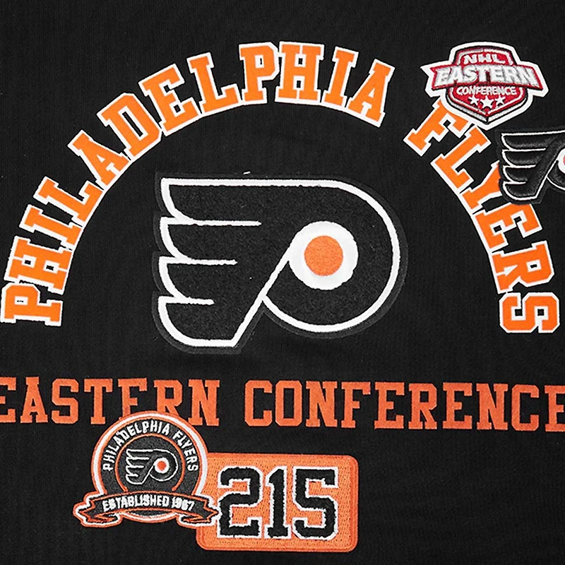 Sweat-shirt court noir Pro Standard pour femme avec code régional des Flyers de Philadelphie