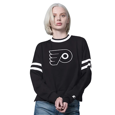 Women's Starter  Black Philadelphia Flyers Rally Fleece Cropped Sweatshirt