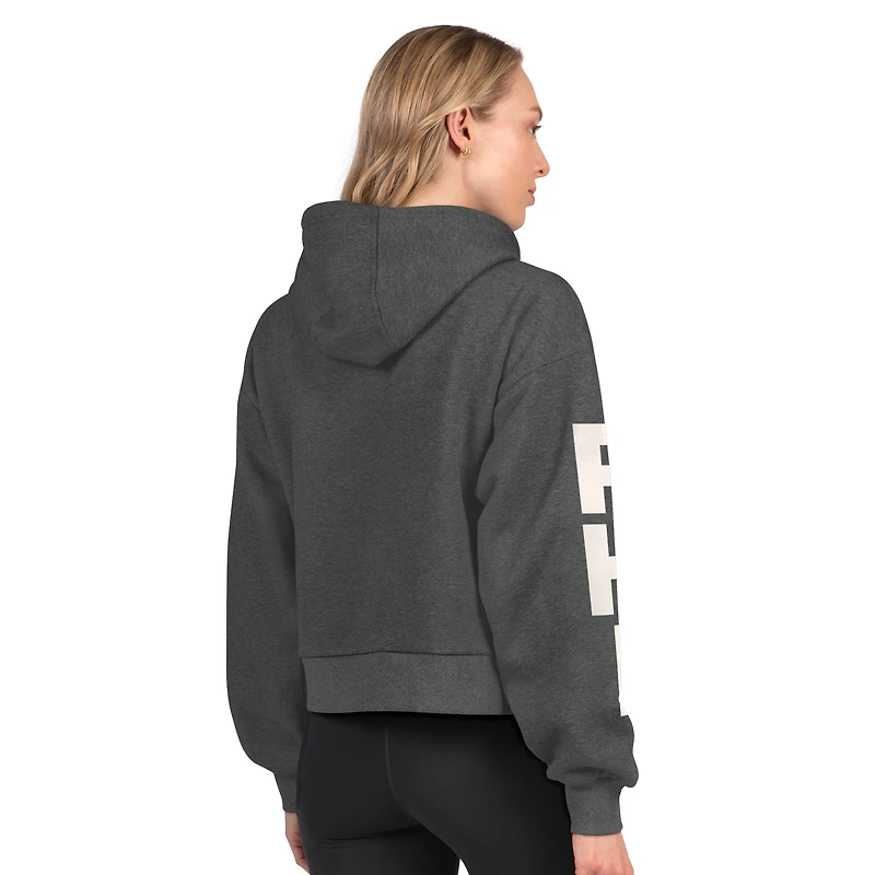 Sweat à capuche court en polaire Starter pour femme, couleur gris anthracite chiné, modèle « Star Player » des Flyers de Philadelphie.