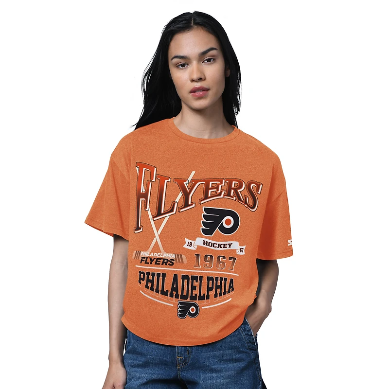 Women's Starter Heather Orange Philadelphia Flyers Oversized Hall of Fame T-Shirt