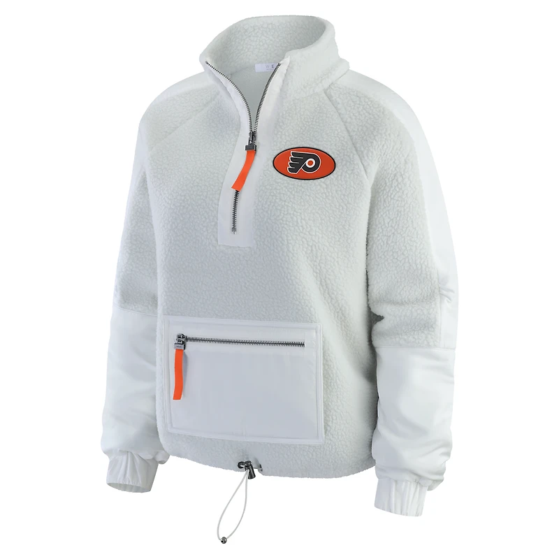 Women's WEAR by Erin Andrews Gray Philadelphia Flyers Polar Fleece Quarter-Zip Jacket