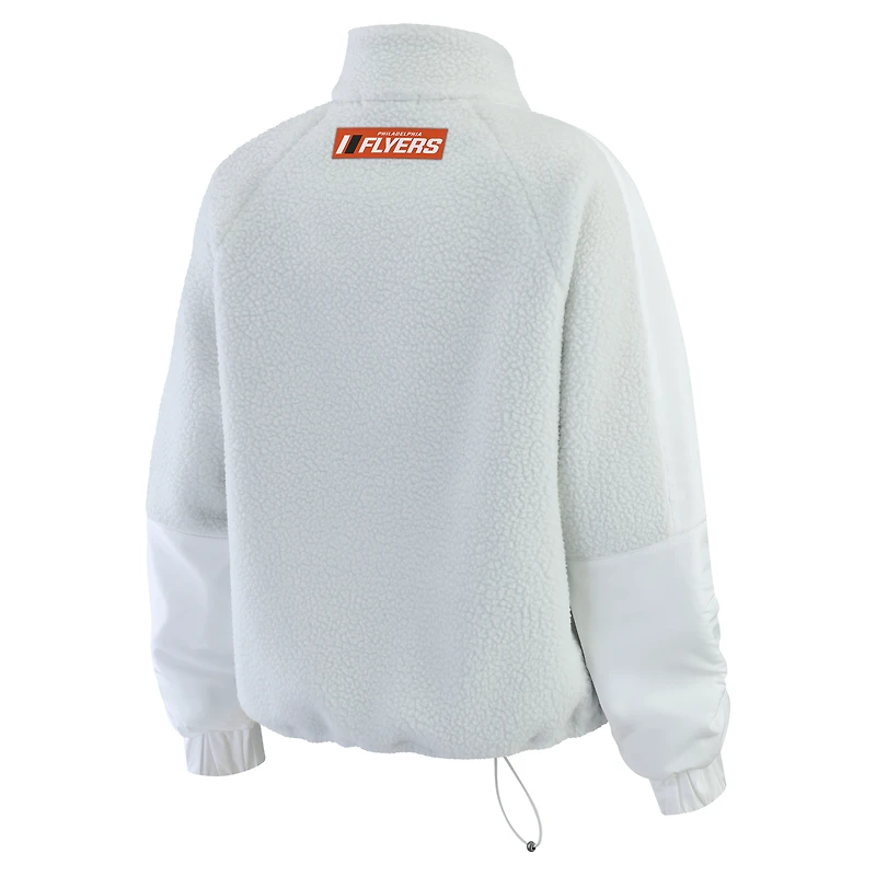 Women's WEAR by Erin Andrews Gray Philadelphia Flyers Polar Fleece Quarter-Zip Jacket