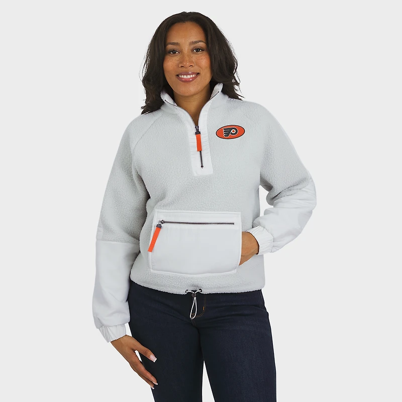 Women's WEAR by Erin Andrews Gray Philadelphia Flyers Polar Fleece Quarter-Zip Jacket