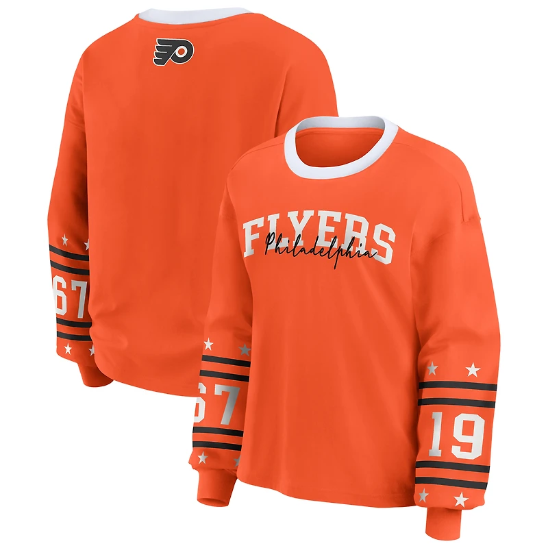 Women's WEAR by Erin Andrews Orange Philadelphia Flyers Long-Sleeve Sport T-Shirt