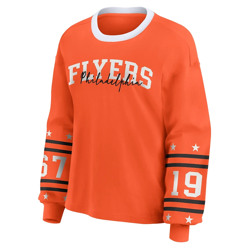 Women's WEAR by Erin Andrews Orange Philadelphia Flyers Long-Sleeve Sport T-Shirt