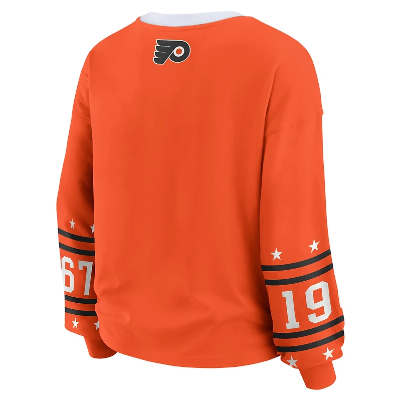 T-shirt de sport à manches longues orange Philadelphia Flyers pour femmes la marque WEAR by Erin Andrews