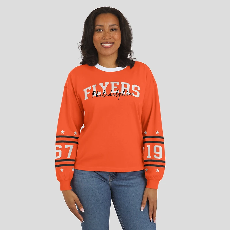 Women's WEAR by Erin Andrews Orange Philadelphia Flyers Long-Sleeve Sport T-Shirt