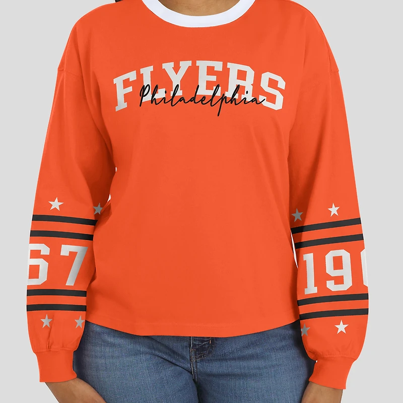 Women's WEAR by Erin Andrews Orange Philadelphia Flyers Long-Sleeve Sport T-Shirt