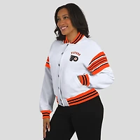 Veste sweat-shirt en molleton à boutons-pression WEAR by Erin Andrews blanc/orange des Flyers de Philadelphie pour femme