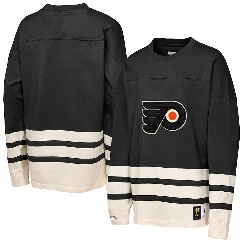 Haut épais à manches longues et point de chaînette noir Philadelphia Flyers Mitchell & Ness pour jeunes