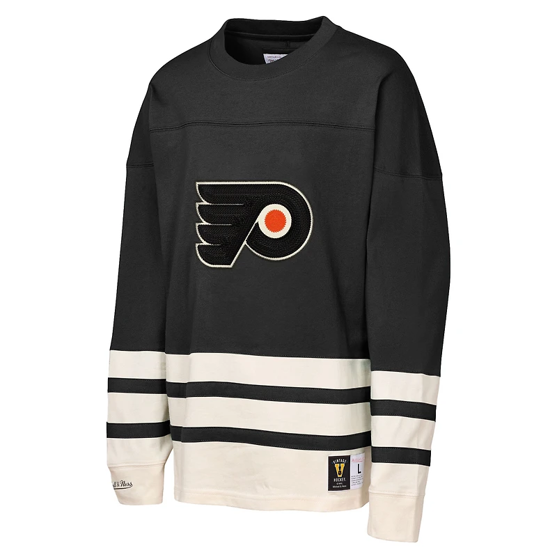 Haut épais à manches longues et point de chaînette noir Philadelphia Flyers Mitchell & Ness pour jeunes