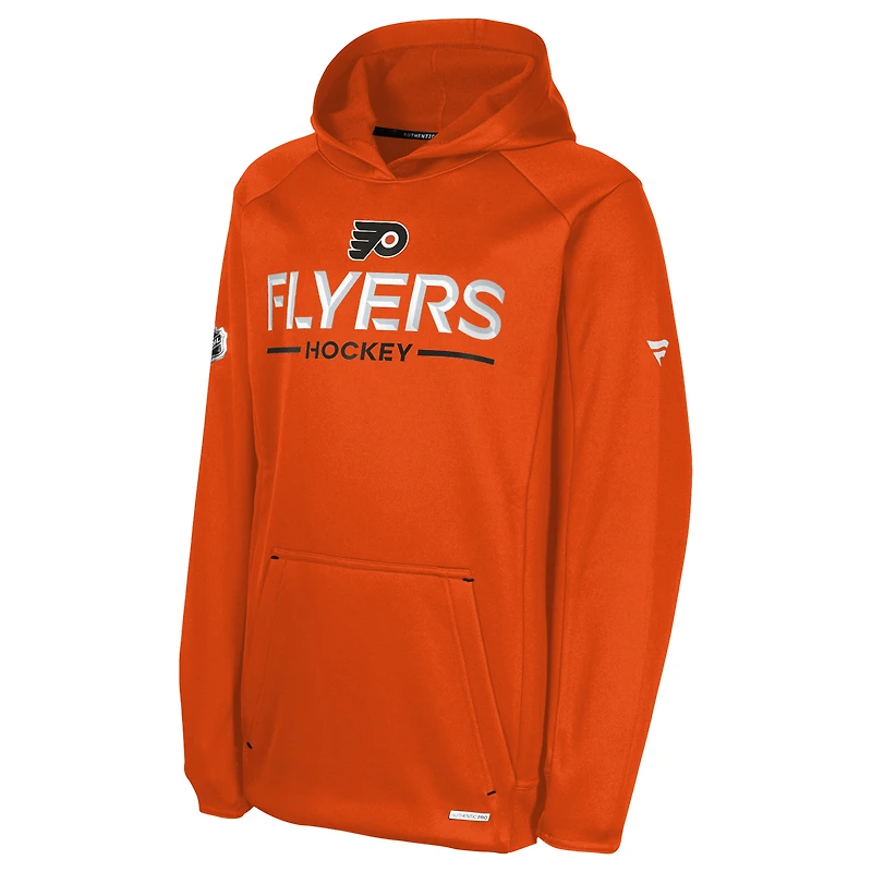 Sweat à capuche raglan authentique Pro Rink des Flyers de Philadelphie orange pour jeunes fanatiques